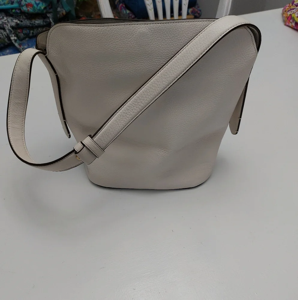 Vera Bradley Leather Astoria Shoulder Bag Cottage Cream Floral NWT